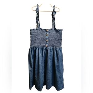 Madison Blue Smocked Cotton Sundress with Button Accent, XL